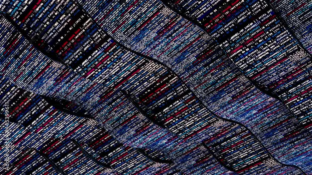 Poster floating digital code of big data, seamless loop. animation. futuristic information technology or sc