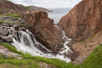 waterfall and rocks