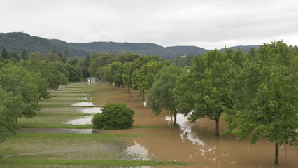Parkflächen am Messepark Trier im Hochwasser