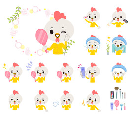 Naklejka premium 美容に関するトリの男の子のセット