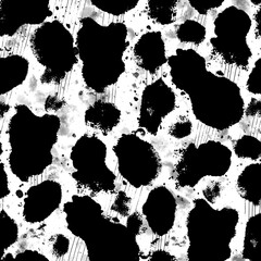 Abstract seamless pattern with brush strokes, paint splashes and textures