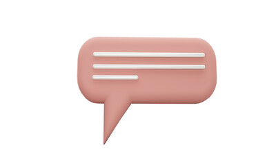 Minimal chat bubble. Contact us or chat  icon 3D isolate white background..