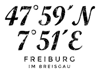 Freiburg im Breisgau Koordinaten (Vintage Schwarz)