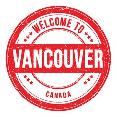WELCOME TO VANCOUVER - CANADA, words written on red stamp