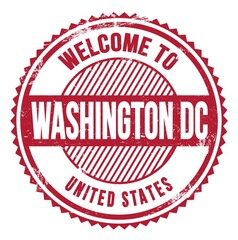 WELCOME TO WASHINGTON DC - UNITED STATES, words written on red stamp