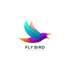 Modern fly bird gradient colorful logo template