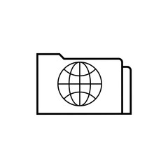 Folder with globe icon. World folder eps ten