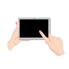 A tablet in the hands