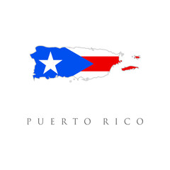 Map of Puerto Rico with Flag. The flag of the country in the form of borders. Stock vector illustration isolated on white background.