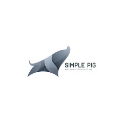 simple pig gradient color logo template