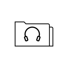 Folder with headphones icon. Music folder eps ten
