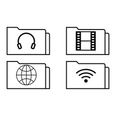 Wifi folder headphone folder film folder globe folder icon eps ten