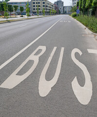 Obraz premium Bus lane on the road in the city