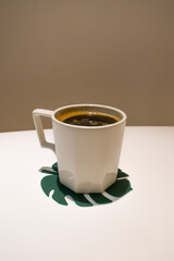 white ceramic mug on white background. americano coffee cup.