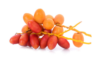 fresh Palm dates on the white background.