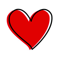 Heart drawing in red cartoon style illustration - Vector high quality scalable love concept clip art