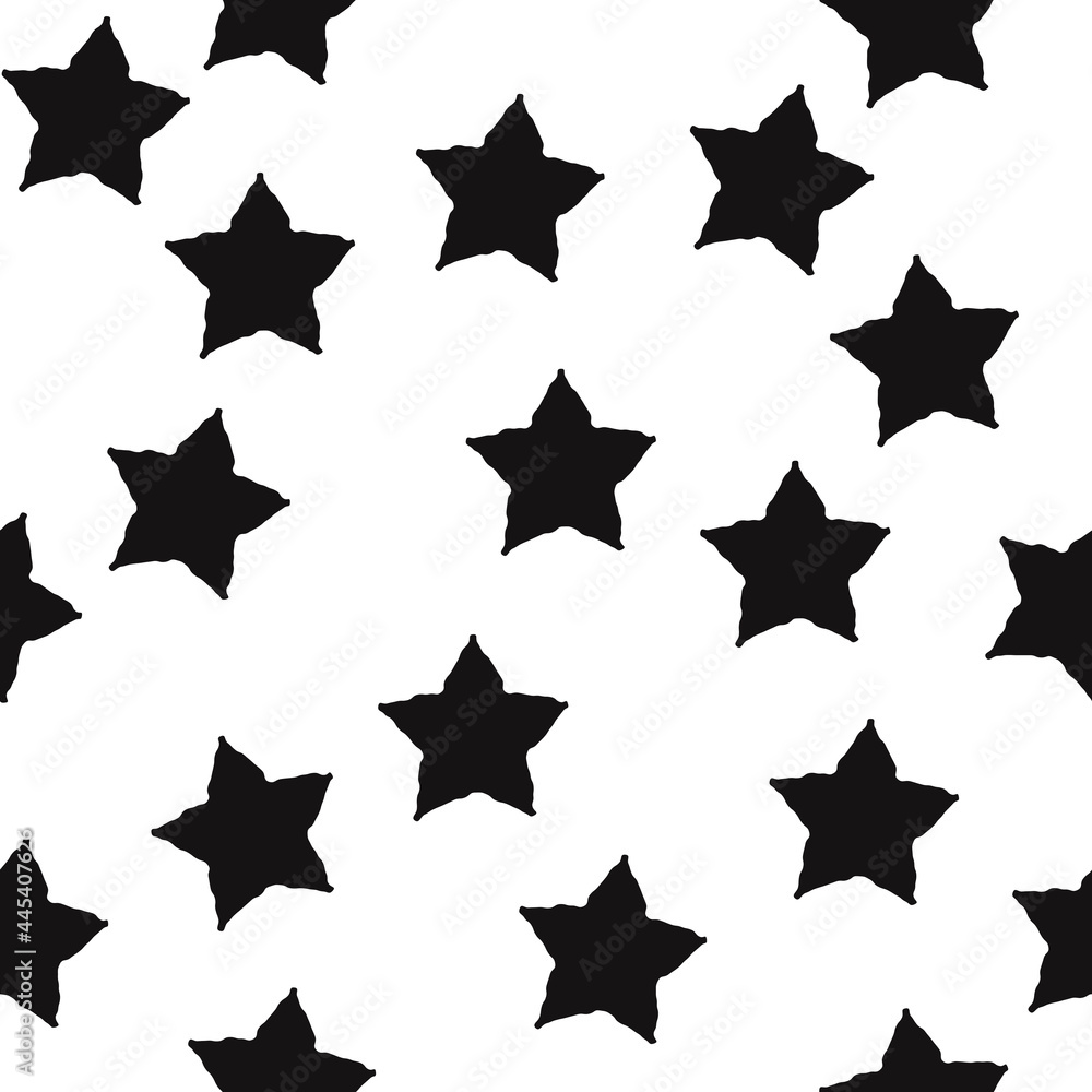 Poster black stars wallpaper. random position of stars pattern. seamless and vector simple stars.