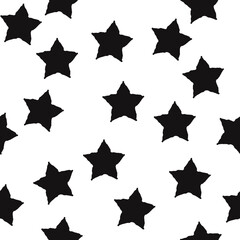 Obraz premium Black stars wallpaper. Random position of stars pattern. Seamless and vector simple stars.