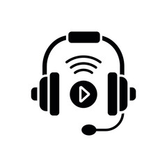 Online broadcast glyph icon. Live Stream. Vector fill black illustration.