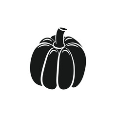Pumpkin, black silhouette of a vegetable. Vector illustration, flat minimal design, black color, isolated on white background, eps 10.