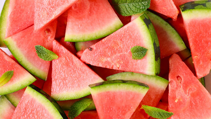 watermelon slices background- top view