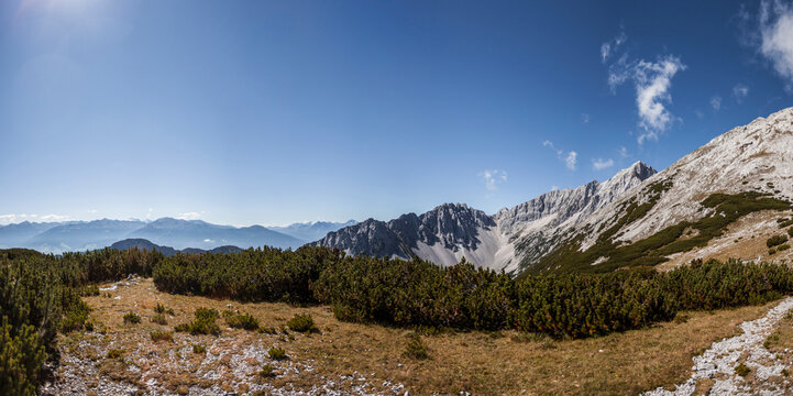 Panorama view from Bettelwurf hut in Tyrol, Austria