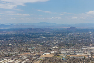 Aerial view of near mountain range peak in Phoenix, Arizona