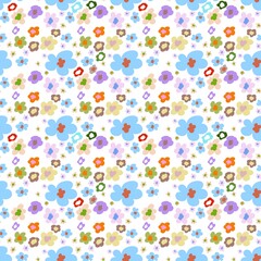Seamless multicolor flowers template background.