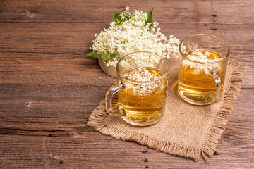Elderberry flower tea. Refreshing summer drink, healthy lifestyle concept