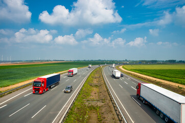 Traffic along Bundesautobahn 44 on sunny day