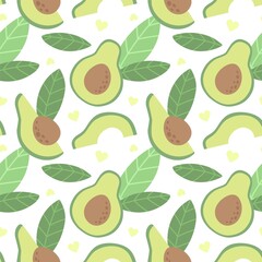 Seamless pattern with avocado. Vector pattern in the Scandinavian style.