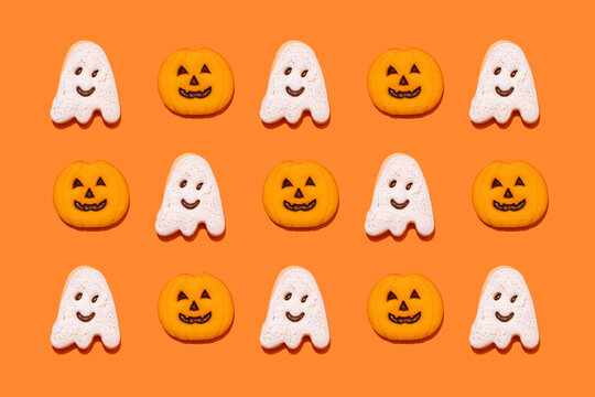 Pattern of Halloween themed cookies