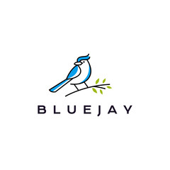 Blue jay bird logo design vector illustration