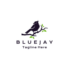 Blue jay bird silhouette logo design vector illustration