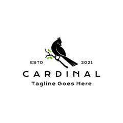 Cardinal Bird Silhouette Logo Design Vector Illustration
