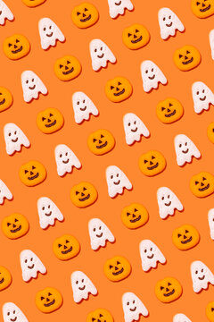 Pattern of Halloween themed cookies