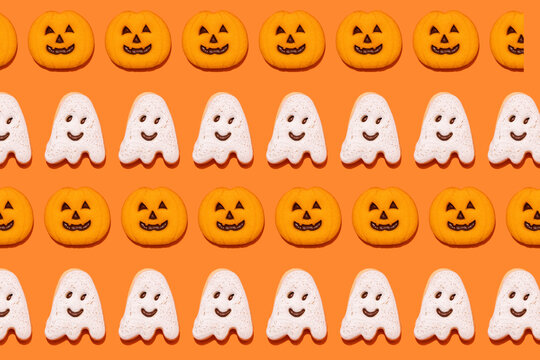Pattern of Halloween themed cookies