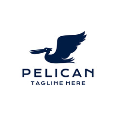 Pelican bird logo design vector illustration template