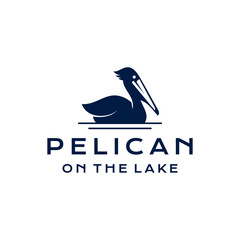 Pelican bird logo design vector illustration template