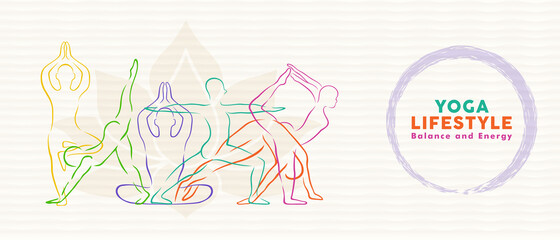 Yoga lifestyle people colorful body team banner