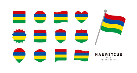 Mauritius flag icon set vector illustration © creamfeeder
