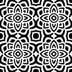  floral seamless pattern background.Geometric ornament for wallpapers and backgrounds. Black and white pattern. 