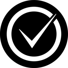 Check mark icon on black circle background