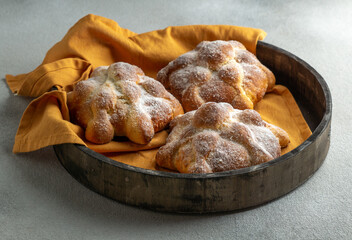 Traditional Mexican Bread of the Dead Pan de Muerto.
