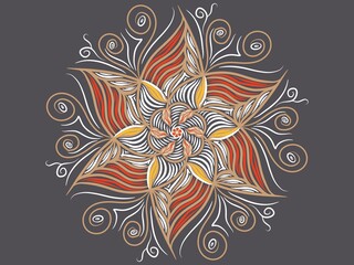 Mandala floral ornament design. Creative work hand drawing illustration. Digital art illustration