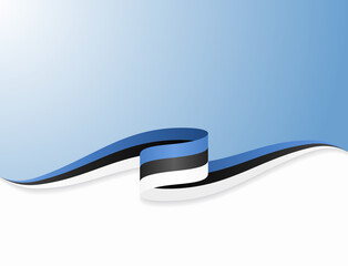 Estonian flag wavy abstract background. Vector illustration.