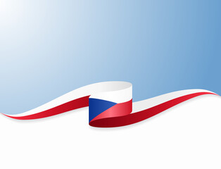 Czech flag wavy abstract background. Vector illustration.