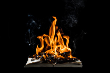 Brennendes Buch mit Rauch