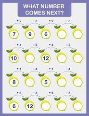 Print the practice page from the math worksheet. What number comes next? successions