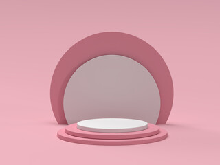 Pink Beauty products Stand or podium pedestal set for Cosmetic and skincare Packaging mockup minimal design on pink pastel background.concept cosmetic product.3d render.